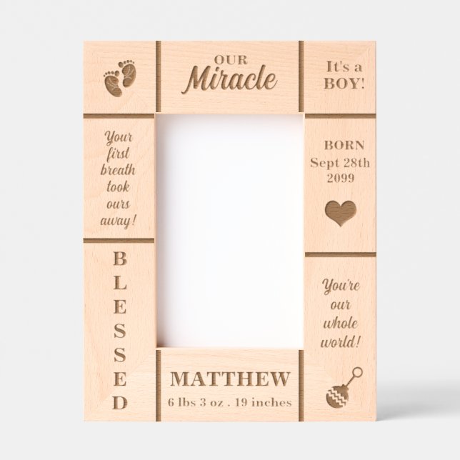 Portrait 4x6 Neues Baby Personalisiert Geätzte Rahmen (Vorderseite)