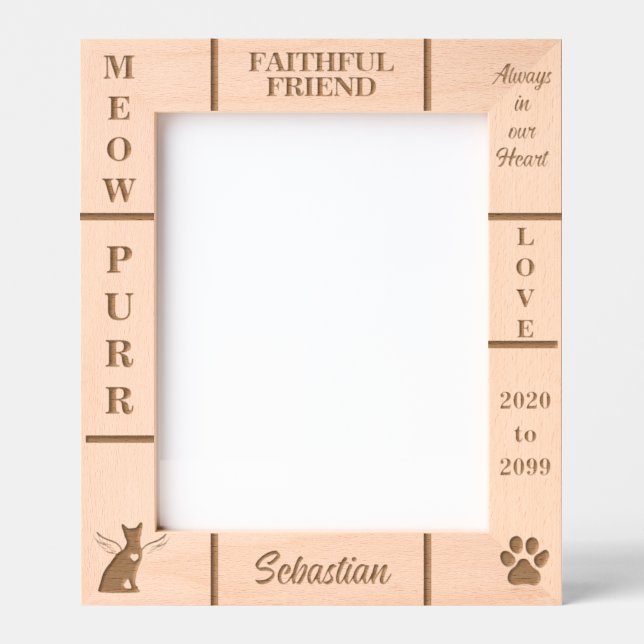 Portrait 8x10 Pet Memorial Angel Katze Jahr Geätzte Rahmen (Vorderseite)