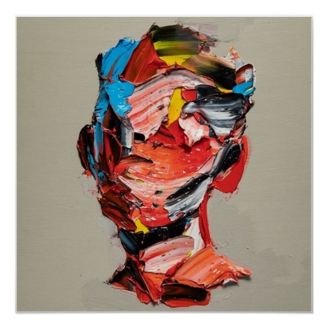 Portrait, Abstraktion, Aquarell, Kunst Poster (Vorderseite)