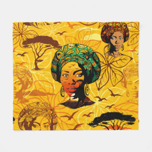 Portrait afrikanischer Frauen mit Sonnenuntergang Fleecedecke