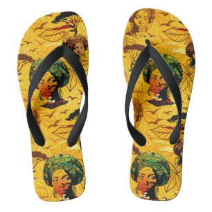 Portrait afrikanischer Frauen mit Sonnenuntergang Flip Flops