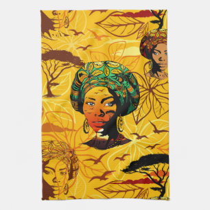 Portrait afrikanischer Frauen mit Sonnenuntergang Geschirrtuch