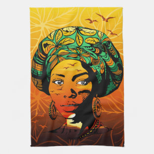 Portrait afrikanischer Frauen mit Sonnenuntergang Geschirrtuch