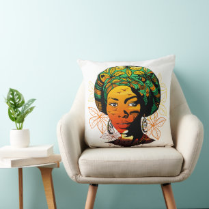 Portrait afrikanischer Frauen mit Sonnenuntergang Kissen