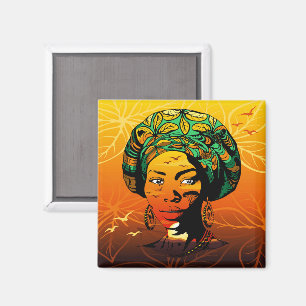 Portrait afrikanischer Frauen mit Sonnenuntergang Magnet