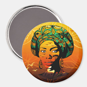 Portrait afrikanischer Frauen mit Sonnenuntergang Magnet