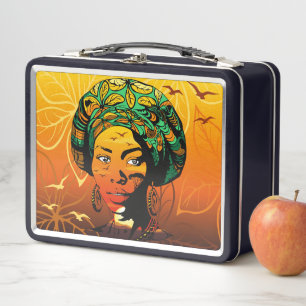 Portrait afrikanischer Frauen mit Sonnenuntergang Metall Brotdose