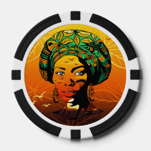 Portrait afrikanischer Frauen mit Sonnenuntergang Pokerchips