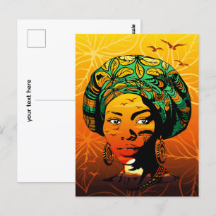 Portrait afrikanischer Frauen mit Sonnenuntergang Postkarte