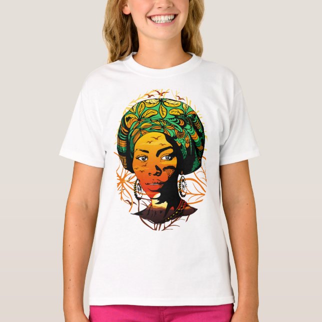 Portrait afrikanischer Frauen mit Sonnenuntergang T-Shirt (Vorderseite)