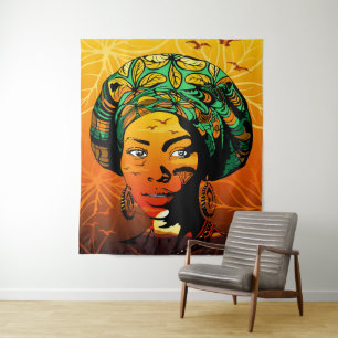 Portrait afrikanischer Frauen mit Sonnenuntergang Wandteppich