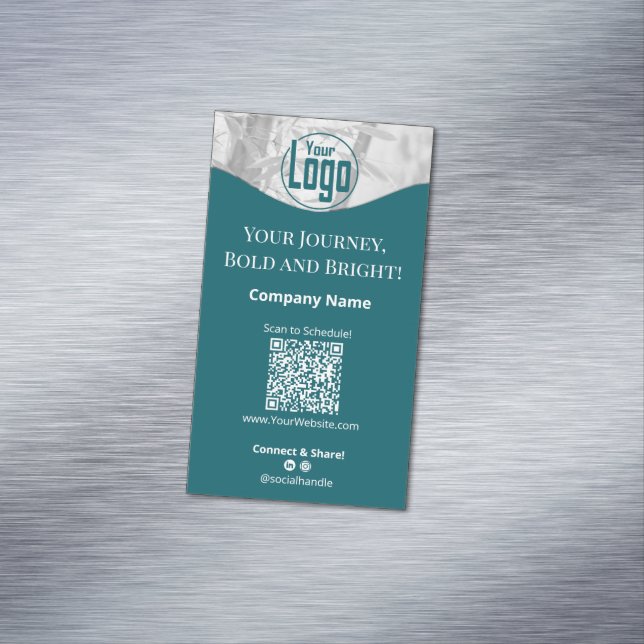 Portrait Aquamarin White Life Coach Company Magnetische Visitenkarte (Beispiel)