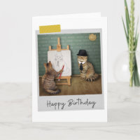 Portrait Art Cats Funny Birthday Card