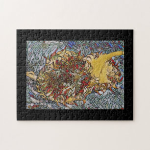 Portrait aus Blume aus Hartglas Puzzle