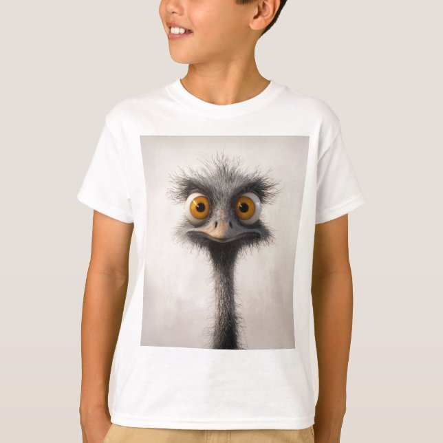 Portrait aus Mit Augen StraußenCartoon T-Shirt (Vorderseite)