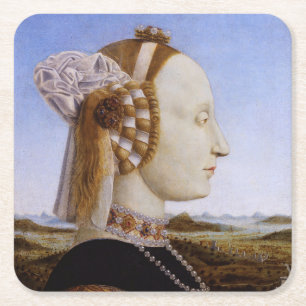 Portrait Battista Sforza Piazza della Riforma Rechteckiger Pappuntersetzer