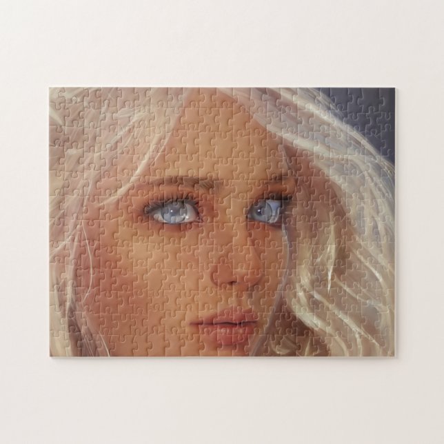 Portrait Blonde Blue Mit Augen Young Woman Puzzle (Horizontal)