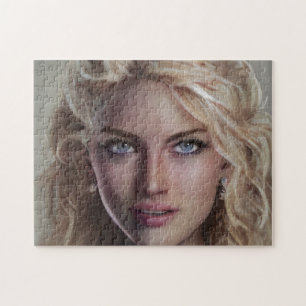 Portrait Blonde Smile Young Woman Puzzle