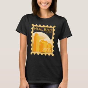 Portrait Briefmarke mit Sonnenuntergang in Hialeah T-Shirt