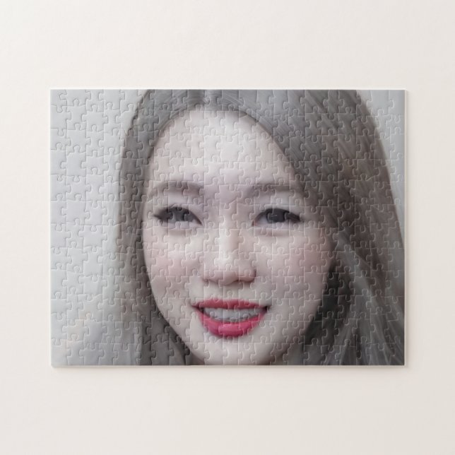 Portrait Brown Eyes Hair Lips Young Woman Puzzle (Horizontal)