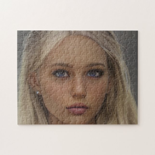 Portrait Brünett Blonde Blue Mit Augen Young Woman Puzzle (Horizontal)