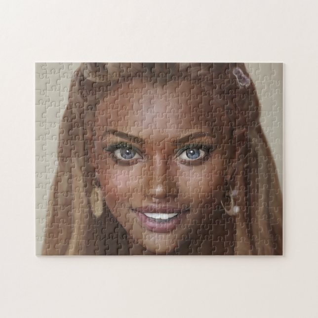 Portrait Brünett Smile Teeth Young Woman Puzzle (Horizontal)