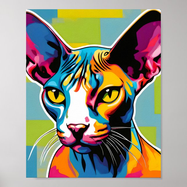 Portrait Cat Sphynx Pop Poster (Vorne)