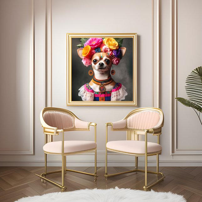 Portrait Chihuahua Frida Kalo Museum Meisterwerk Poster (Von Creator hochgeladen)