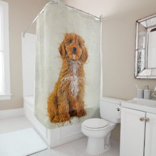 Portrait Cockapoo Foto Hundeübergang Duschvorhang