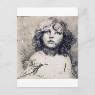 Portrait (Copper print), Alphonse Mucha Postkarte