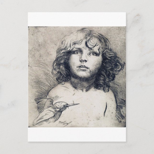 Portrait (Copper print), Alphonse Mucha Postkarte (Vorderseite)