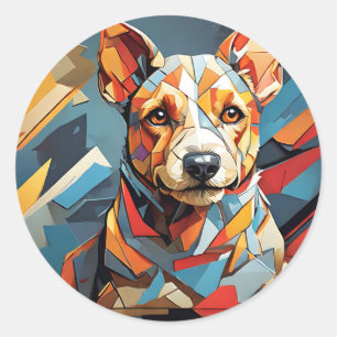 Portrait Cubist Terrier Dog Runder Aufkleber