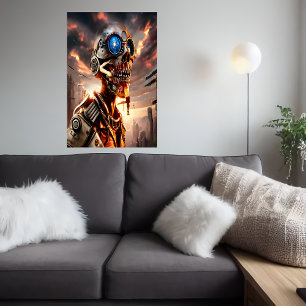 Portrait Cyberpunk skeleton AI Art Poster