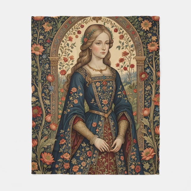 Portrait Dame im Renaissan Mittelalter Fleecedecke (Vorderseite)