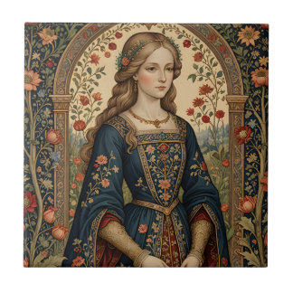 Portrait Dame im Renaissan Mittelalter Fliese