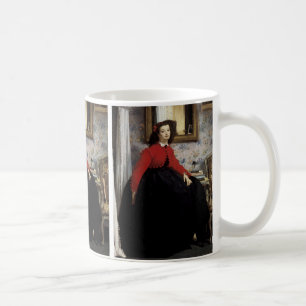 Portrait de Jeune Femme en Veste Rouge Tasse