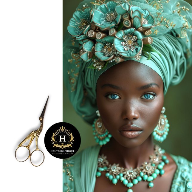 Portrait Decoupage der Smaragdgrünen Afrikanerin Seidenpapier (Von Creator hochgeladen)