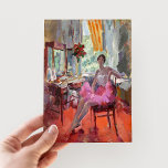 Portrait der Ballerina Vera Trefilova | Korovin Postkarte<br><div class="desc">Portrait der Ballerina Vera Trefilova (1924) | Original-Kunstwerk des russischen Künstlers Konstantin Alexejewitsch Korovin (1861-1939). Das impressionistische Bild zeigt eine Balletttänzerin,  die in lebhaften Rosa- und Rottönen auf ihrer Eitelkeit sitzt. Verwenden Sie die Entwurfstools,  um einen benutzerdefinierten Text hinzuzufügen oder das Bild zu personalisieren.</div>