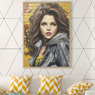 Portrait der Frau in Street Art Poster