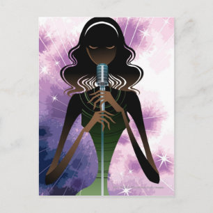 Portrait der Frau mit Mikrofon Postkarte