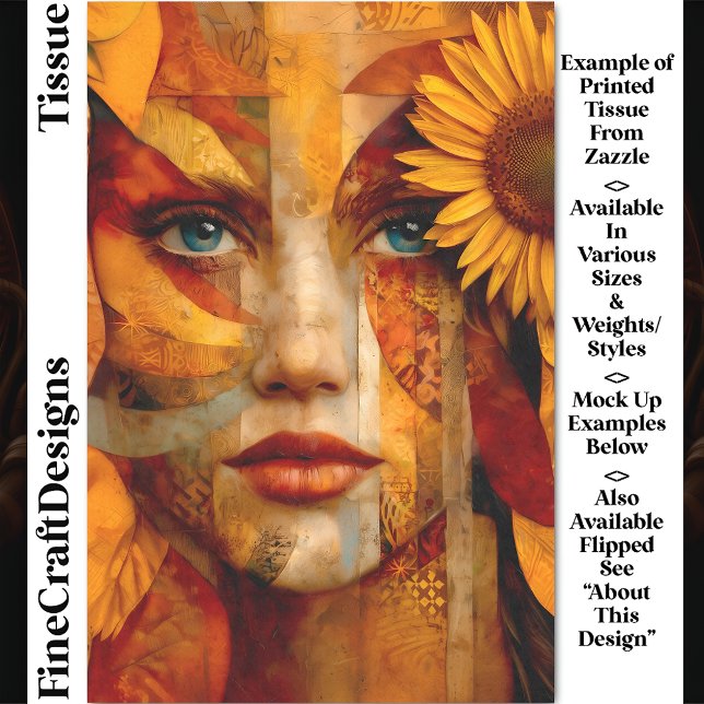 Portrait der Frau mit Sonnenblume DS8R Decoupage Seidenpapier (Von Creator hochgeladen)