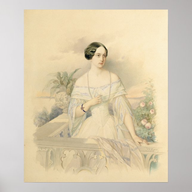 Portrait der Großherzogin Olga Nikolaevna, 1846 Poster (Vorne)