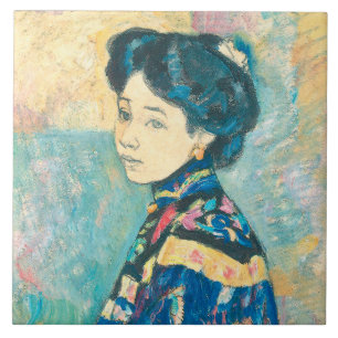 Portrait der japanischen Frau (von Fujishima Takej Fliese