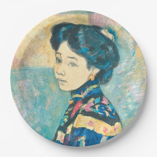 Portrait der japanischen Frau (von Fujishima Takej Pappteller (Vorderseite)