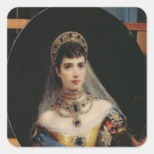 Portrait der Kaiserin Maria Fyodorovna Quadratischer Aufkleber