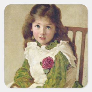 Portrait der Künstlertochter (Öl auf Leinwand) Quadratischer Aufkleber