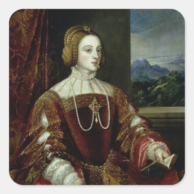 Portrait der portugiesischen Kaiserin Isabella Quadratischer Aufkleber (Vorderseite)