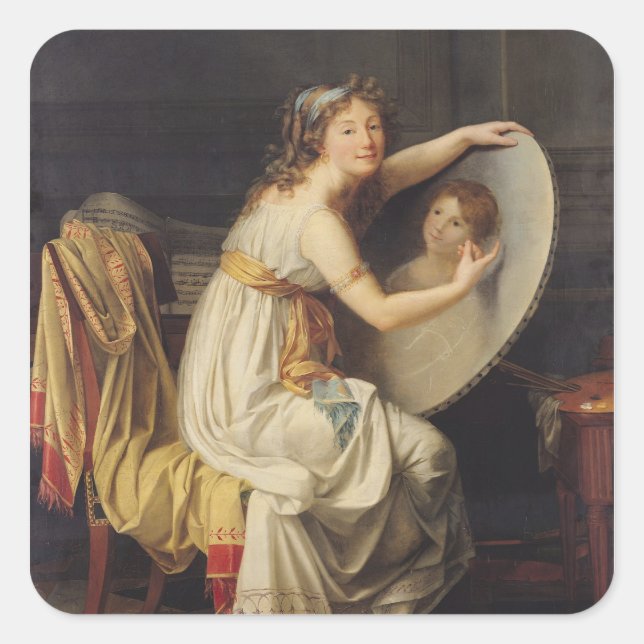 Portrait der Rose Adelaide Ducreux Quadratischer Aufkleber (Vorderseite)