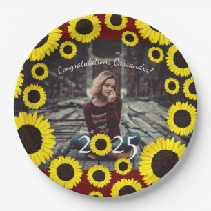 Portrait der Sonnenblumen Country Graduation Party Pappteller