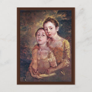 Portrait der Töchter des Malers mit einer Katze Postkarte